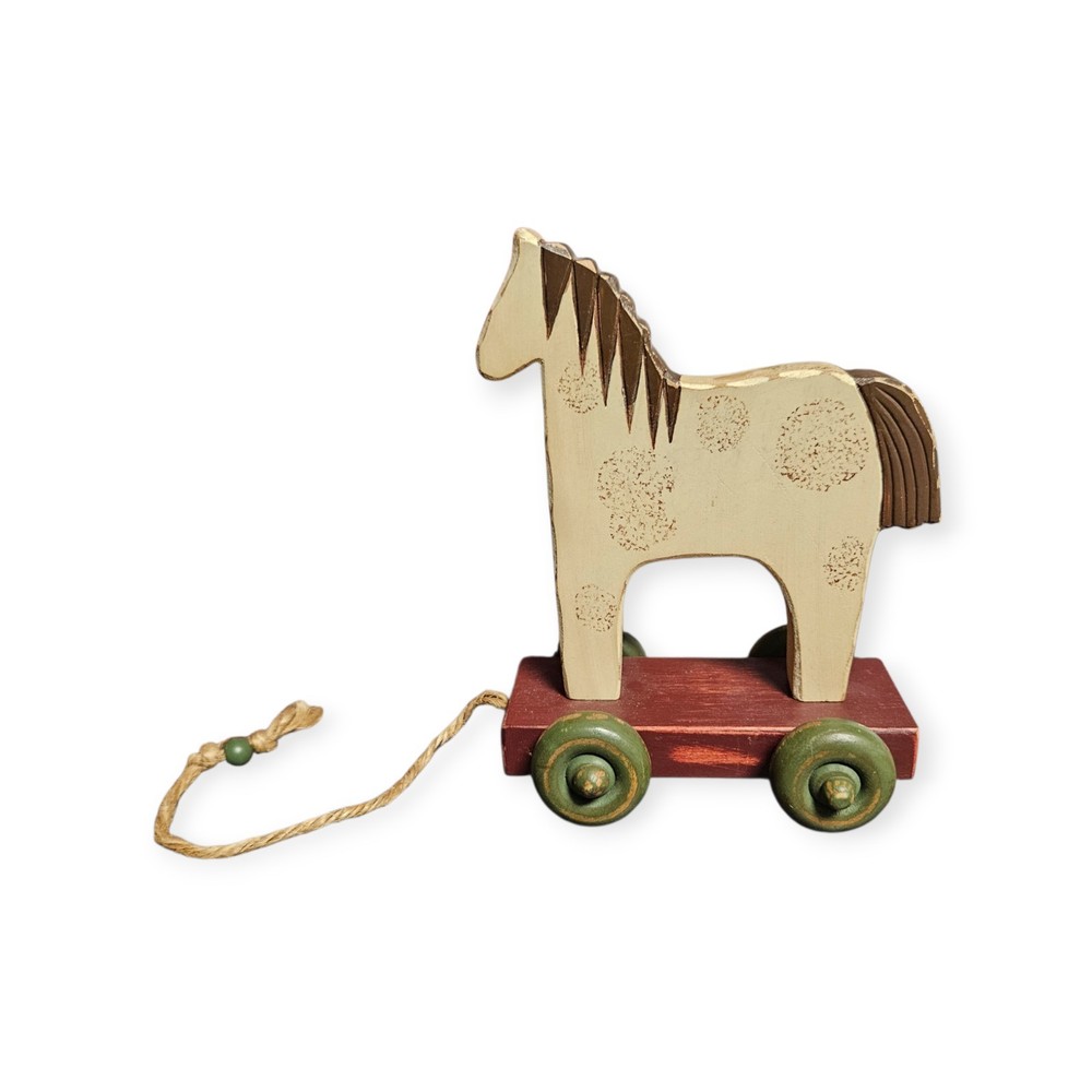 Vintage Pull Horse on wheels Primitive Folk Art