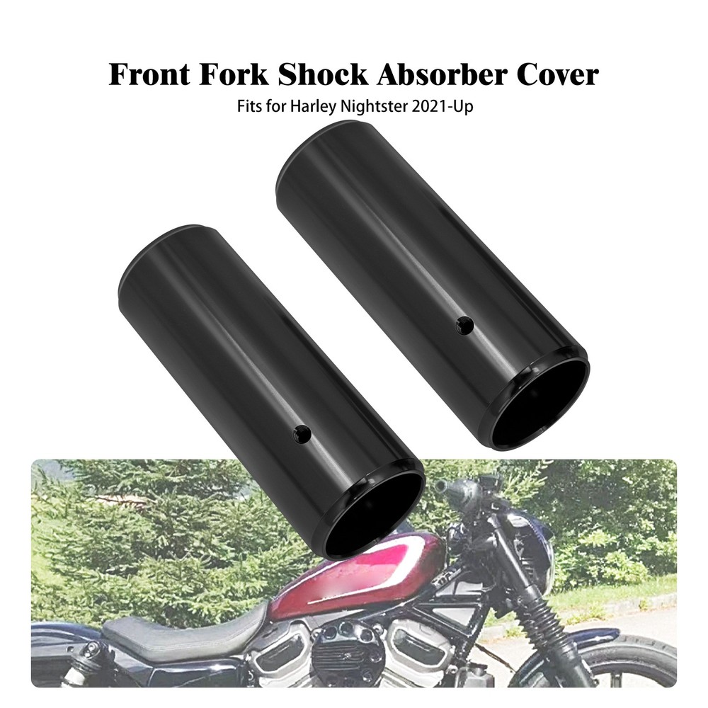 Black Front Fork Upper Covers Shock Absorber Guard For Harley Nightster 2021-25