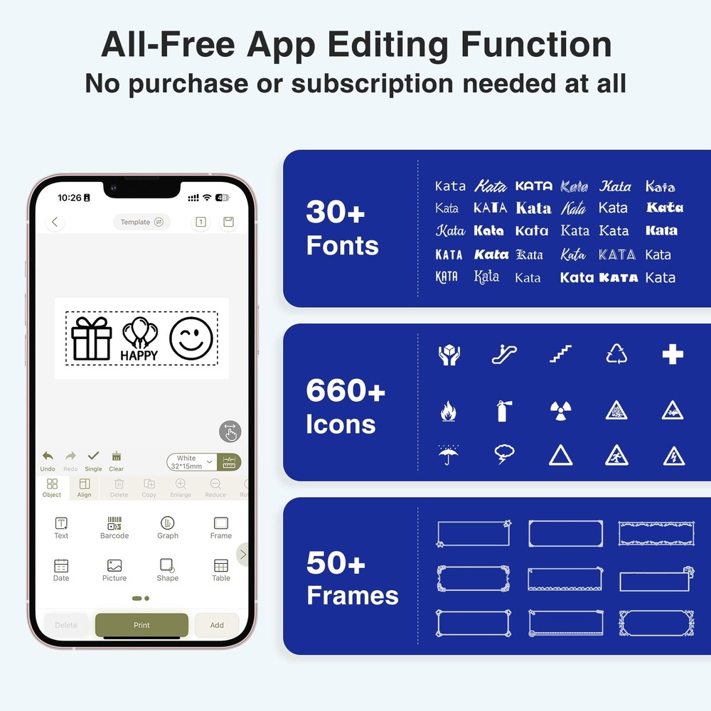 SUPVAN E11 Bluetooth Label Maker Machine with 4 Tapes, Support Keyboard & App...