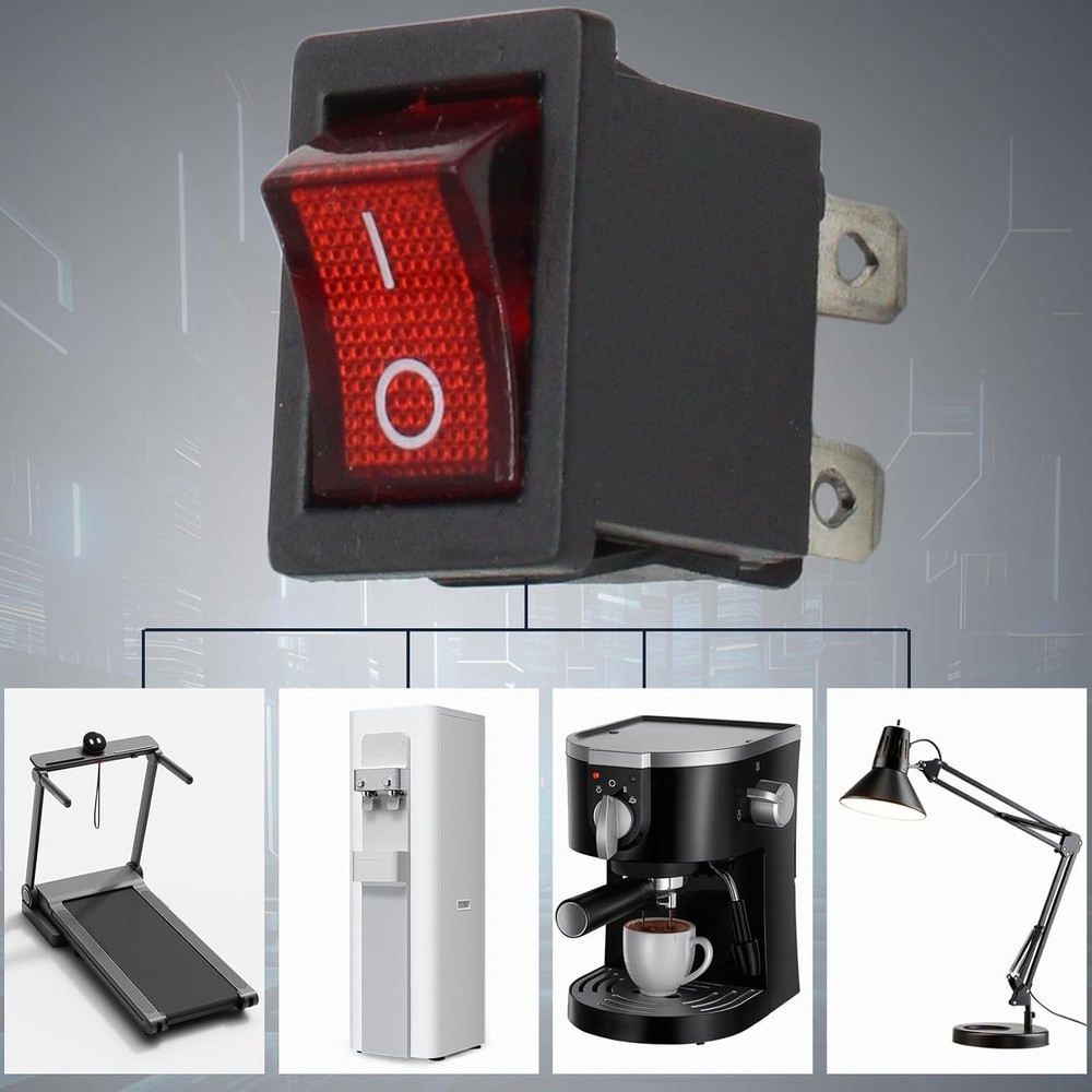 5 Pack Mini Rocker Switch - On-Off Power Toggle with Red LED Light for Projects