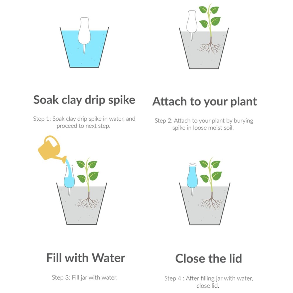 Drip Irrigation Stakes - Extra Large Improved Drip Easy-Refill 4 Week Waterer...