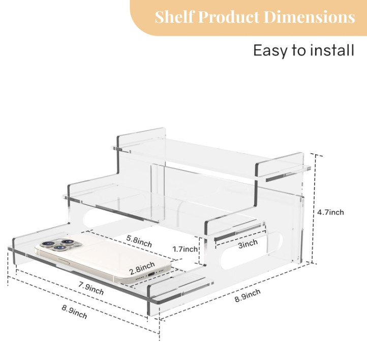 Acrylic Display Risers,Clear Display Risers Stand Small Mini Shelf 3 Tiered Cupc