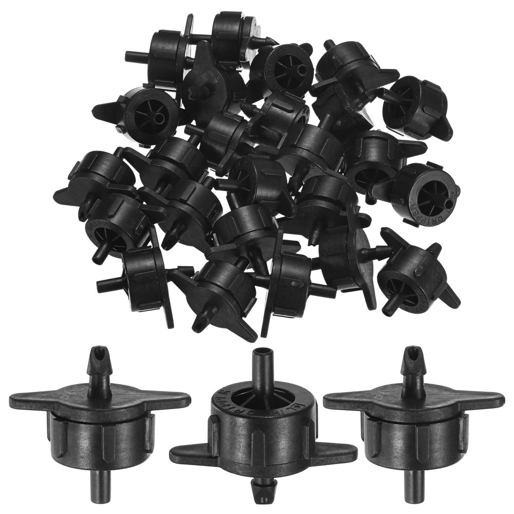 25-Pack Drip Irrigation Emitters, 1 GPH Plastic Irrigation Drippers [Black]