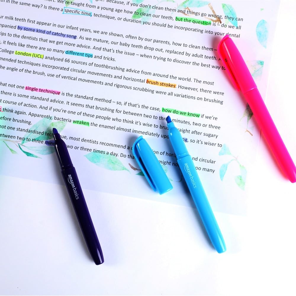 Amazon Basics Chisel Tip Highlighters, 12 Count (Pack of 1), Assorted