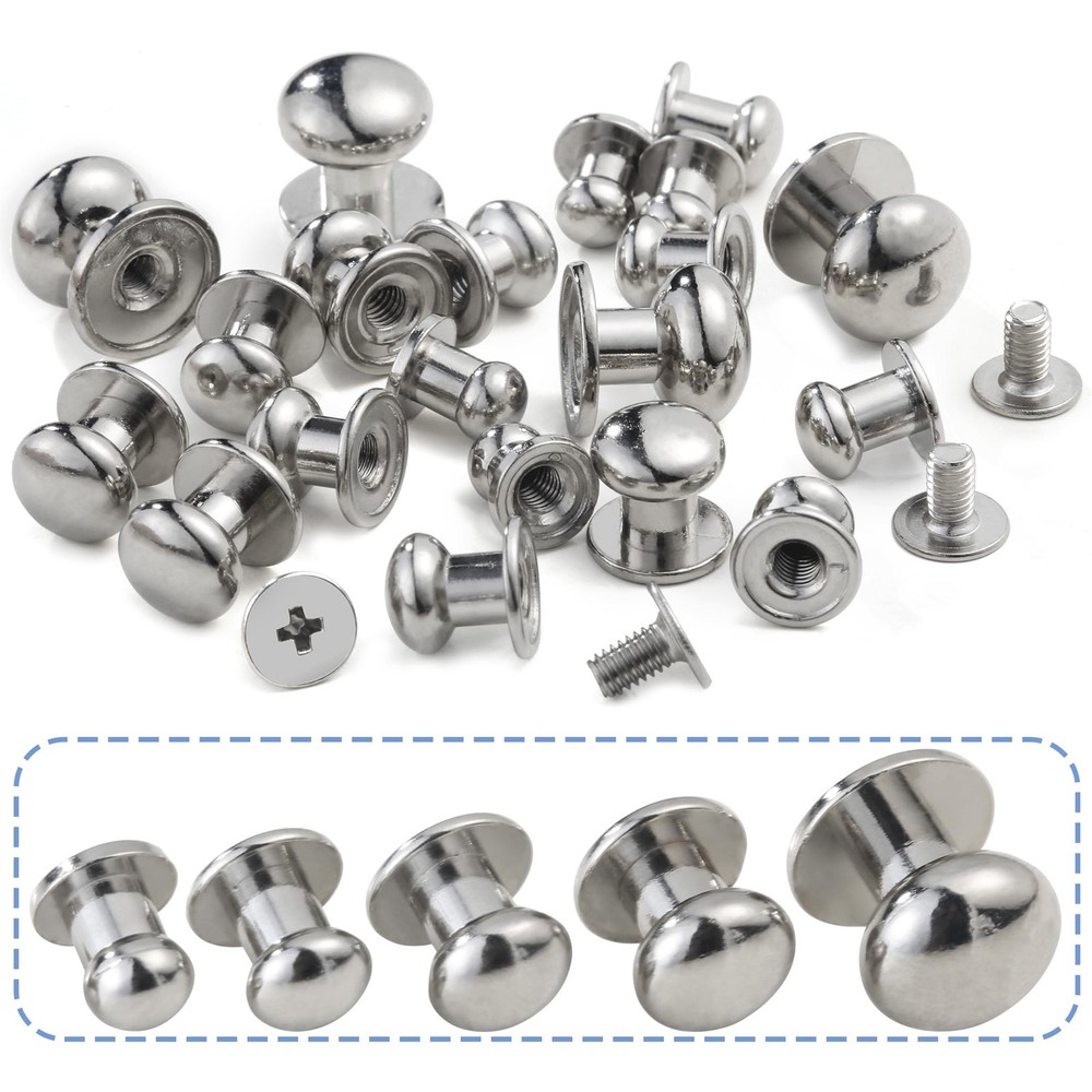 YORANYO 120 Sets Round Head Button Stud Assorted Sizes Screw for Leather