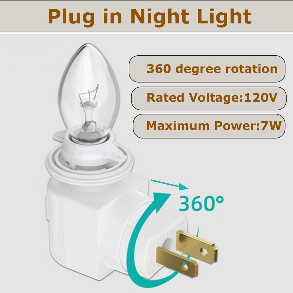Plug in Night Light, Adjustable E12 Base Socket with On/Off Switch for Making De