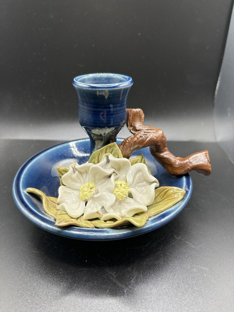 Floral Pottery Candlestick