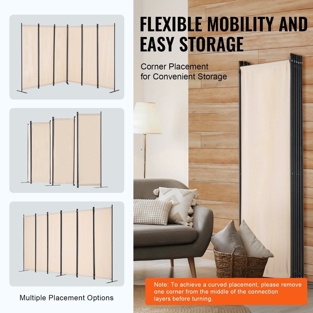 6 Panel Portable Privacy Wall 3110x1805mm Easy Storage Design