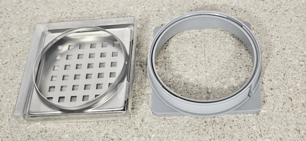 Everbilt Watershield Shower System 4 in. Brushed Nickel Square Grid Drain Grate