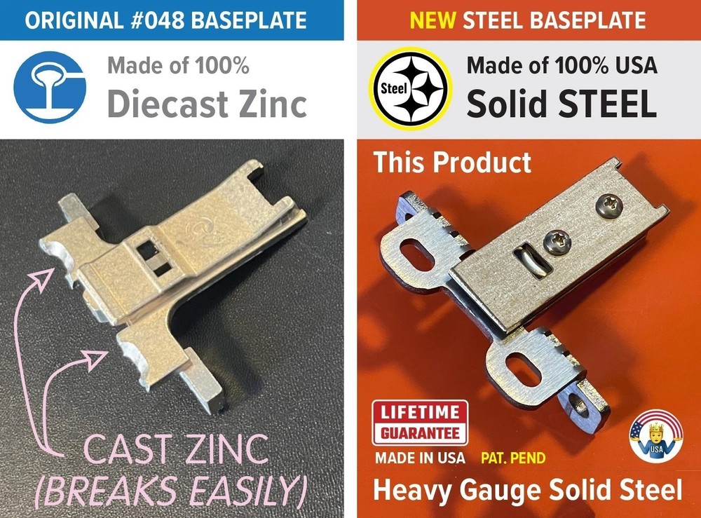SOLID STEEL Grass Hinge #048 Base Plate Face Frame Lip Adapter UPGRADE • NEW •