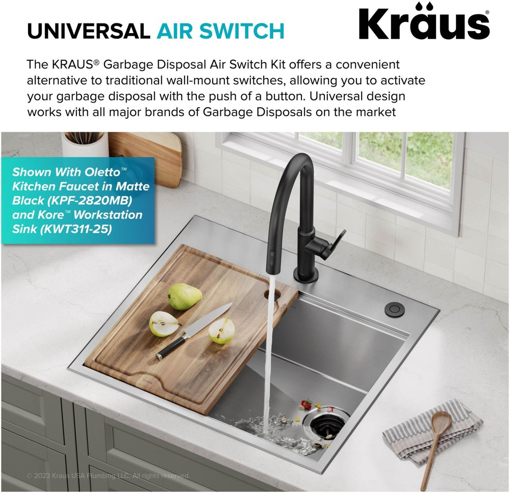Kraus KWDA-200 Garbage Disposal Air Switch Kit - Stainless Steel