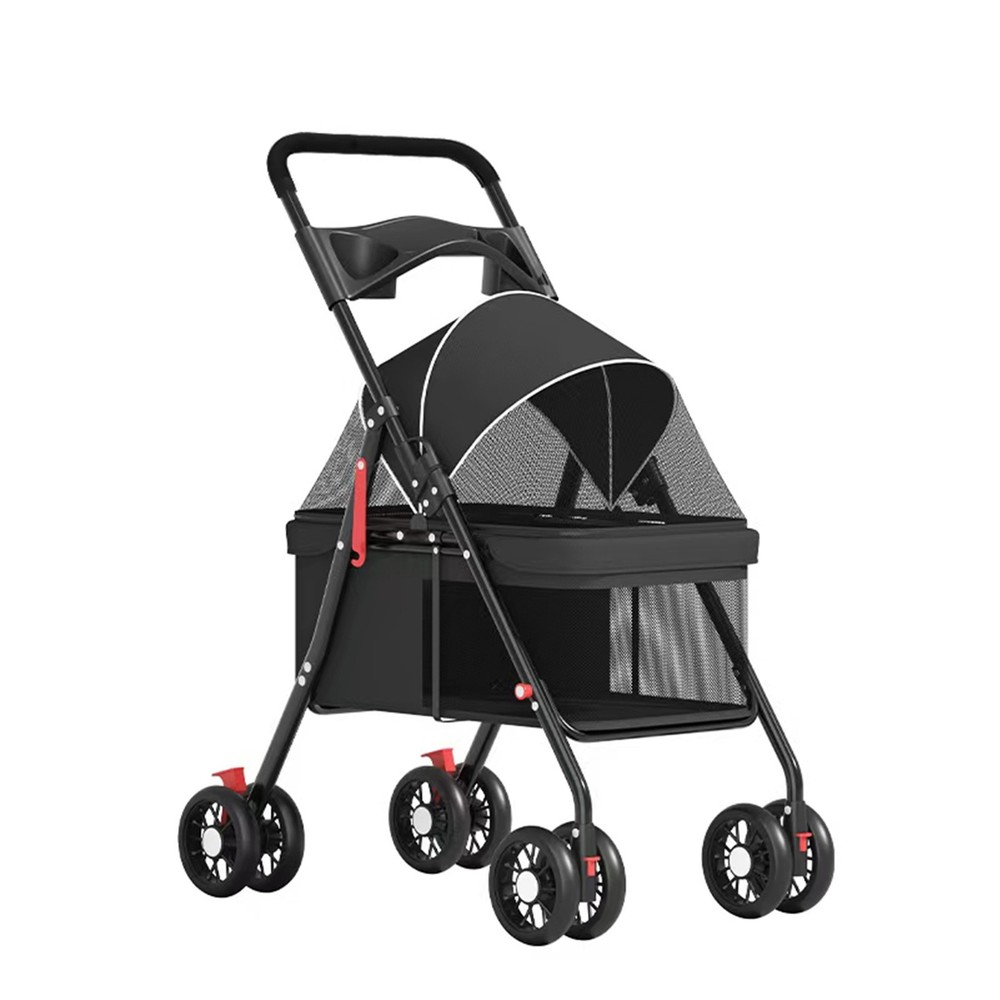 Breathable Mesh Dog Stroller with Cup Holder for Small Medium Pets