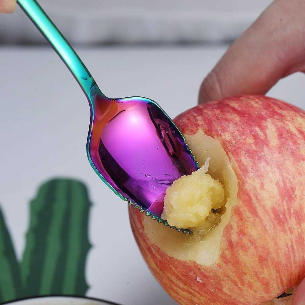 Rainbow Grapefruit Spoons 3 Pieces Set, 2 Stainless Steel Grapefruit Spoon An...