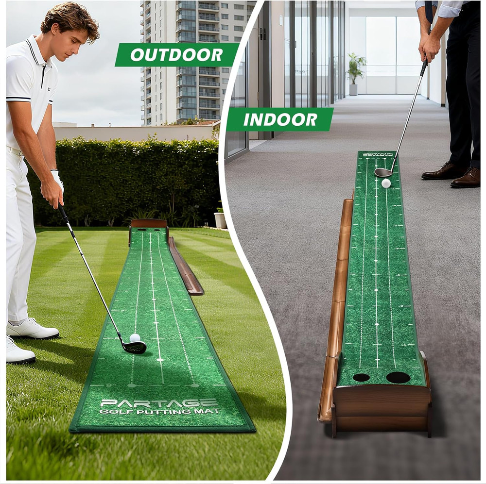 Extra Large Indoor Golf Putting Green with Ball Return - 9.8Ft Training Aid