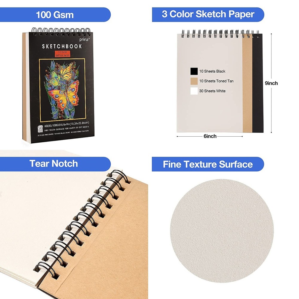 Drawing Set 76 Pack - Pro Art Supplies, Sketchbook, Tutorial Pencils for