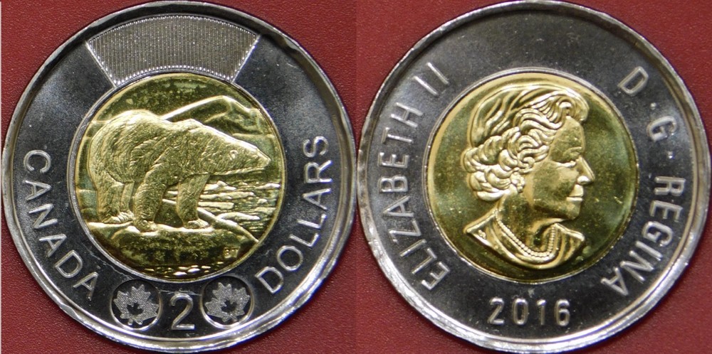 Brilliant Uncirculated 2016 Canada 2 Dollars From Mint's Roll