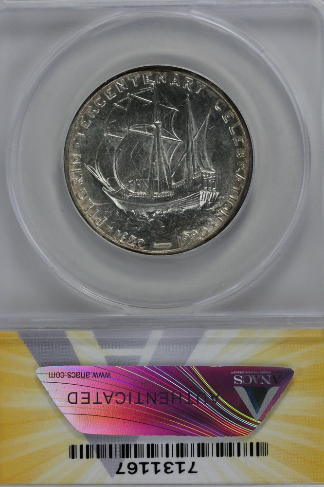 1921  .50   ANACS   MS 64  PILGRIM  Classic Silver Commemorative