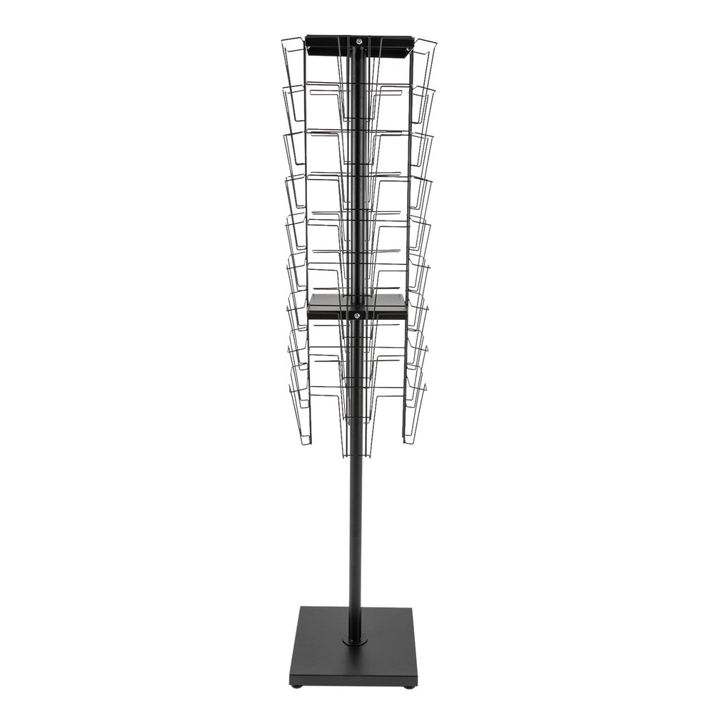 Rotating Holders 36 Pockets Floor Mount Brochure Organizer Display Stands Black