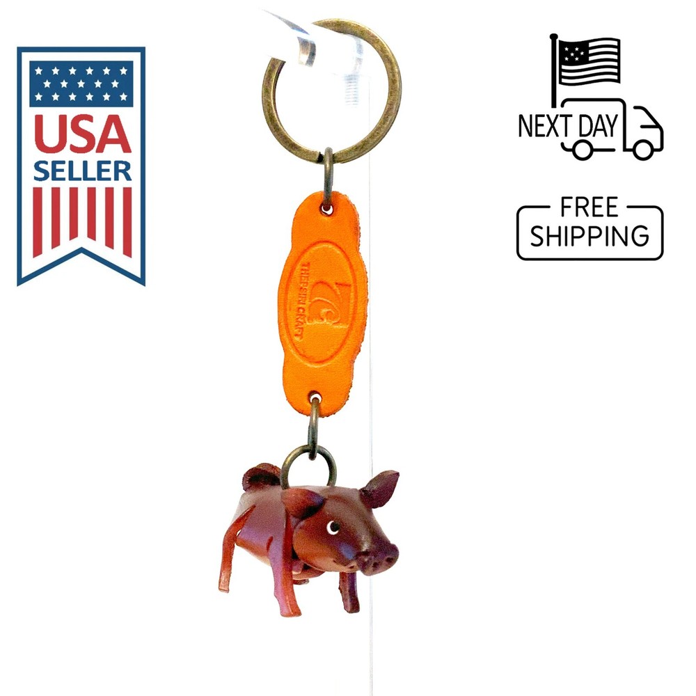 Pig (Brown) Handmade Leather Keyring