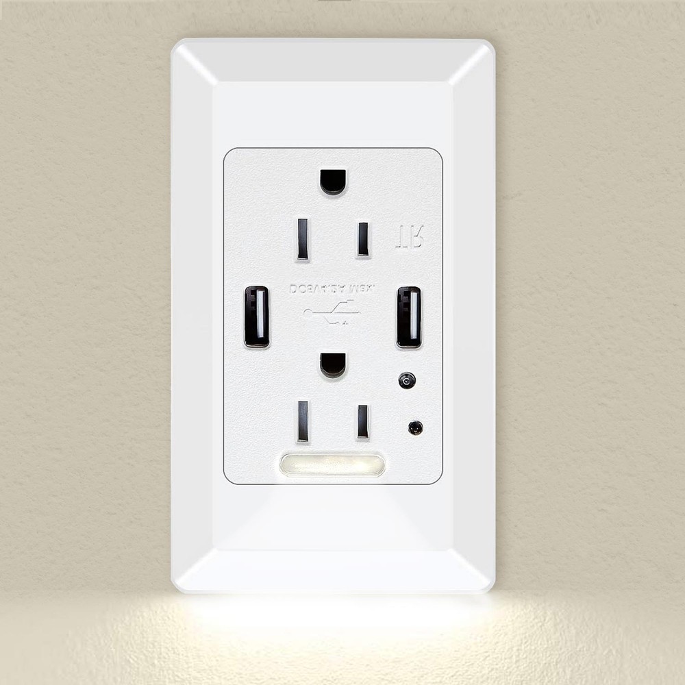 15 x USB Outlet with Night Light,with Power-Saving Auto Nightlight Sensor & Wall