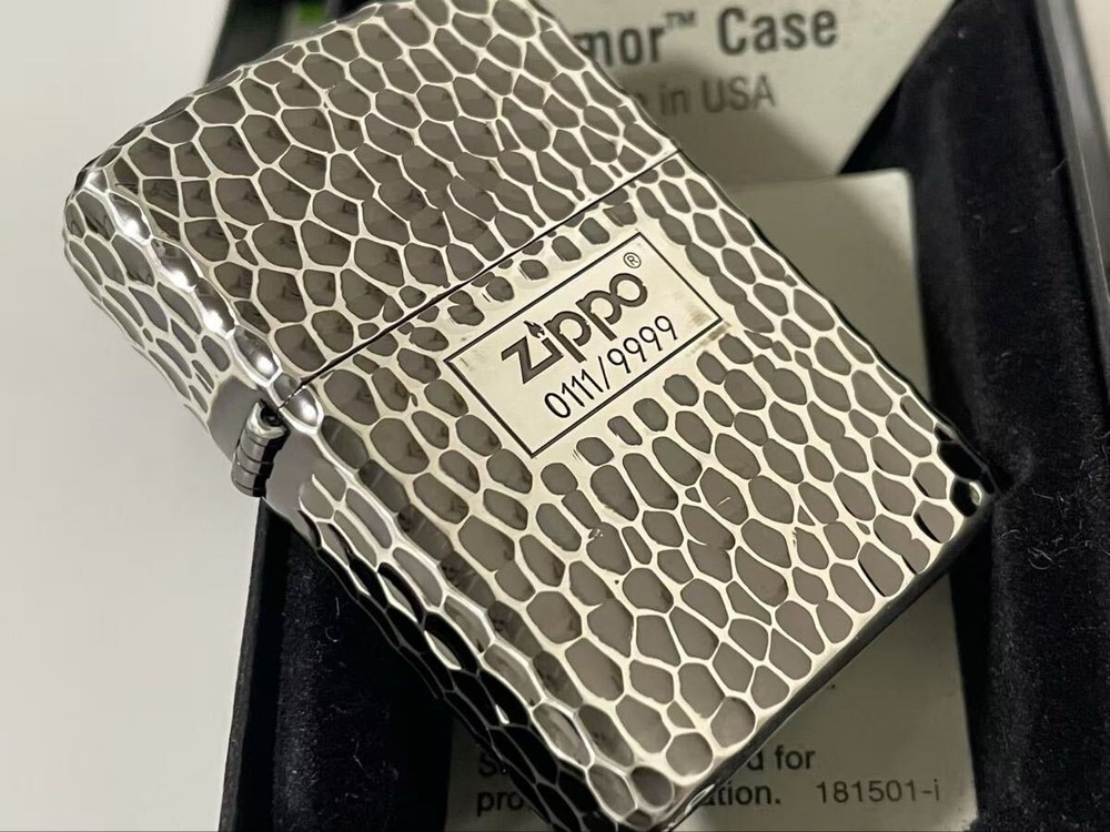 Zippo Meteorite Crater Silver 5 Sided Design Etching Lighter Regular Japan