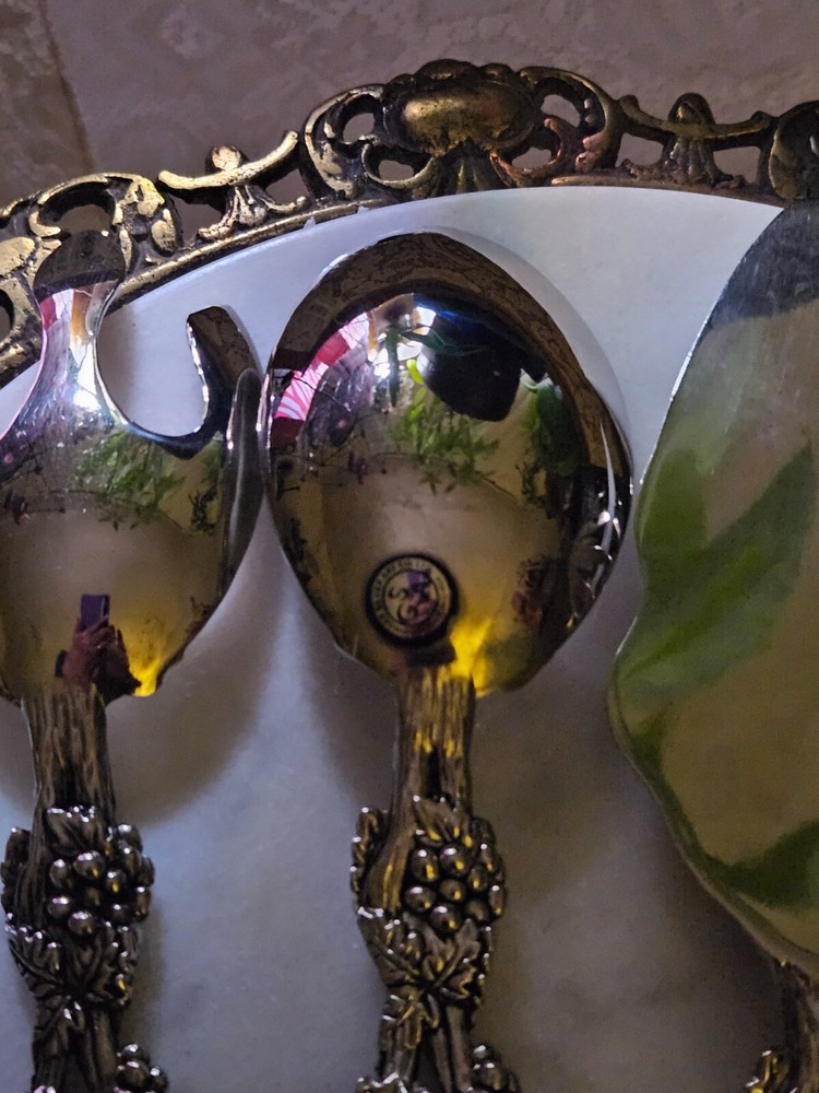 Godinger Silver Plated Grapevine Collection Cake/Pie/Dessert Server & Spoon Set