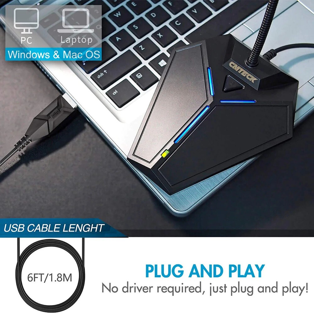 🔥CMTECK USB Computer Microphone, Plug &Play Desktop Omnidirectional Condenser🔥