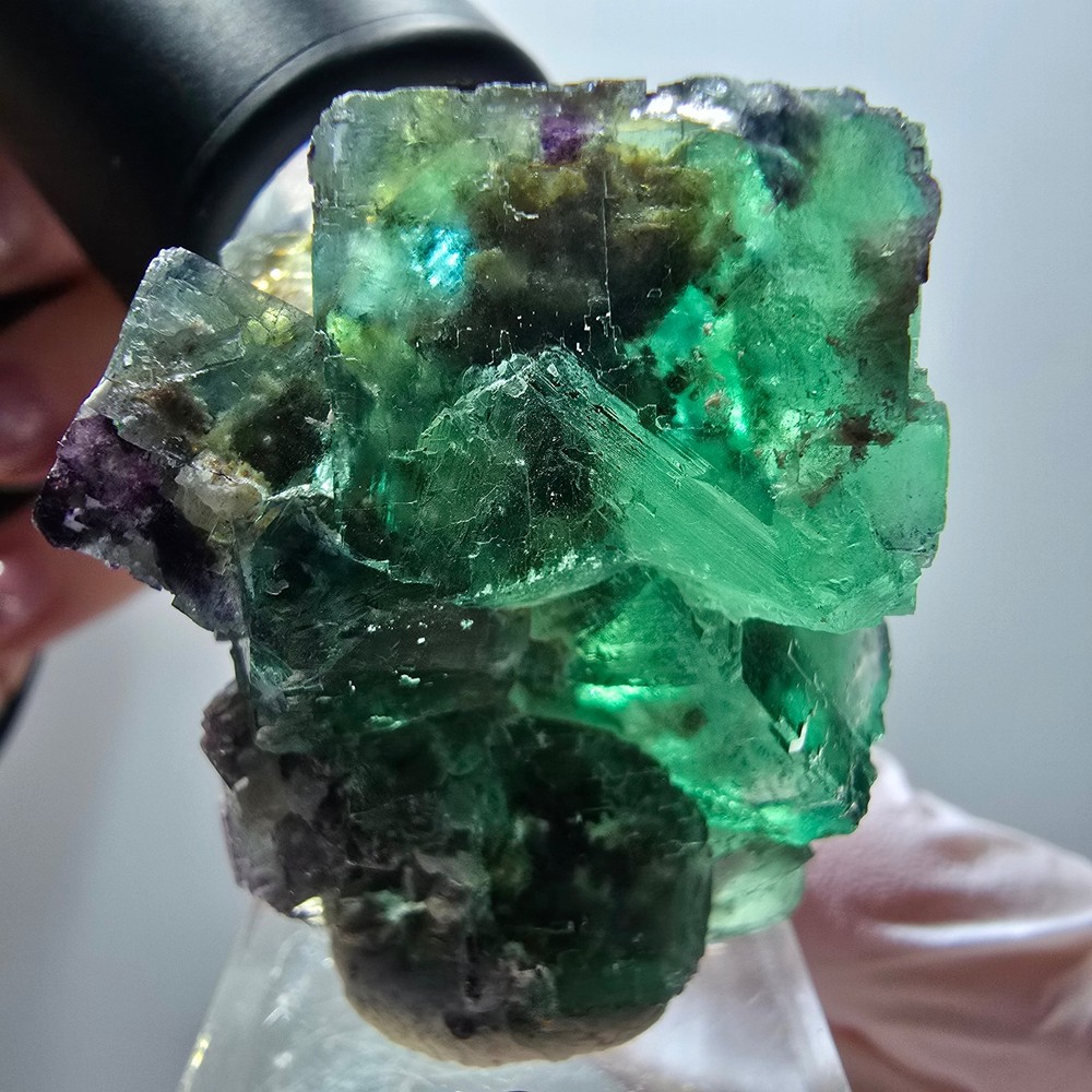 Phantom Fluorite Cube Step, green parqueted Okorusu, Namibia 39*36*27mm
