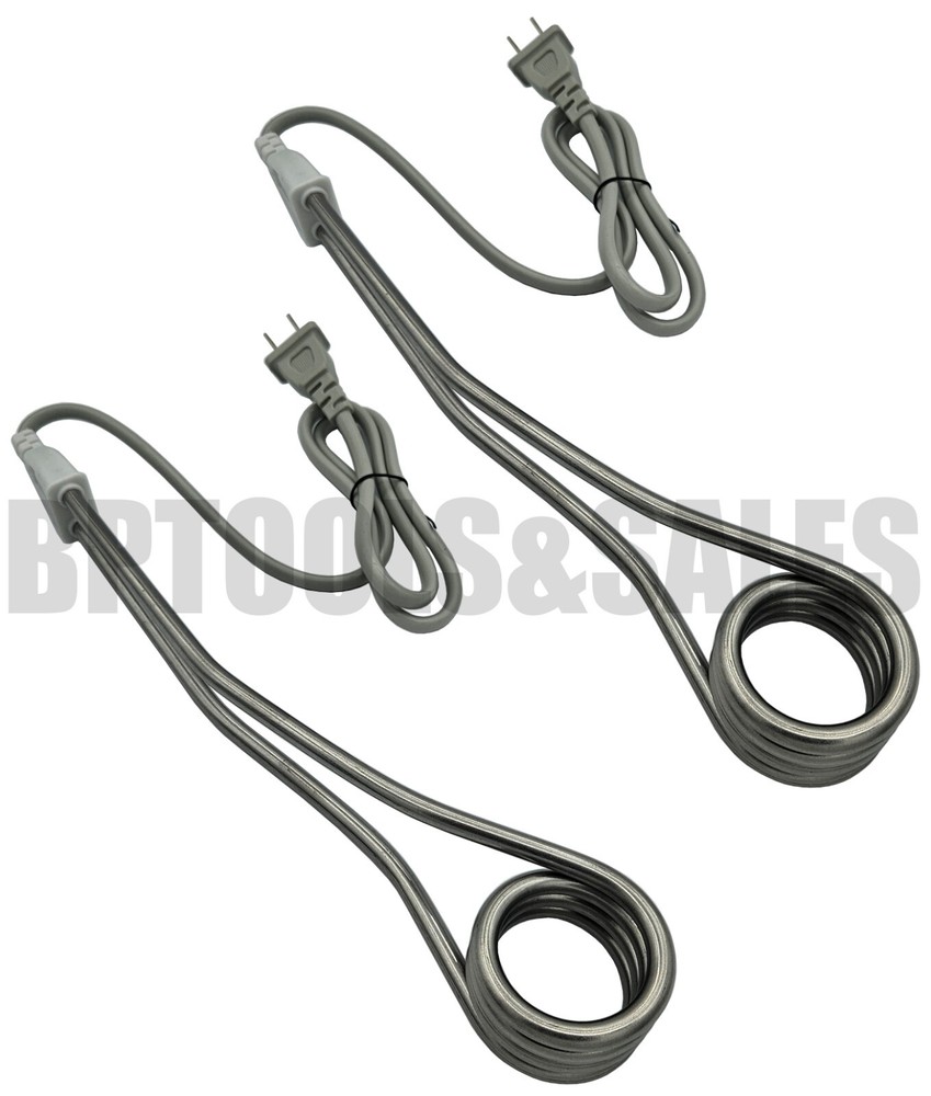 (2) 110V-1200W Stainless Steel Water Heater Portable Electric Immersion Boiler