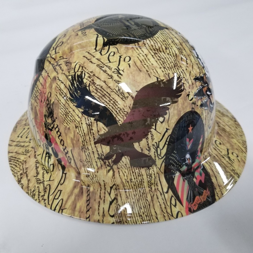 NEW FULL BRIM Hard Hat custom hydro dipped CONSTITUTIONAL AMENDMENT USA EDITION