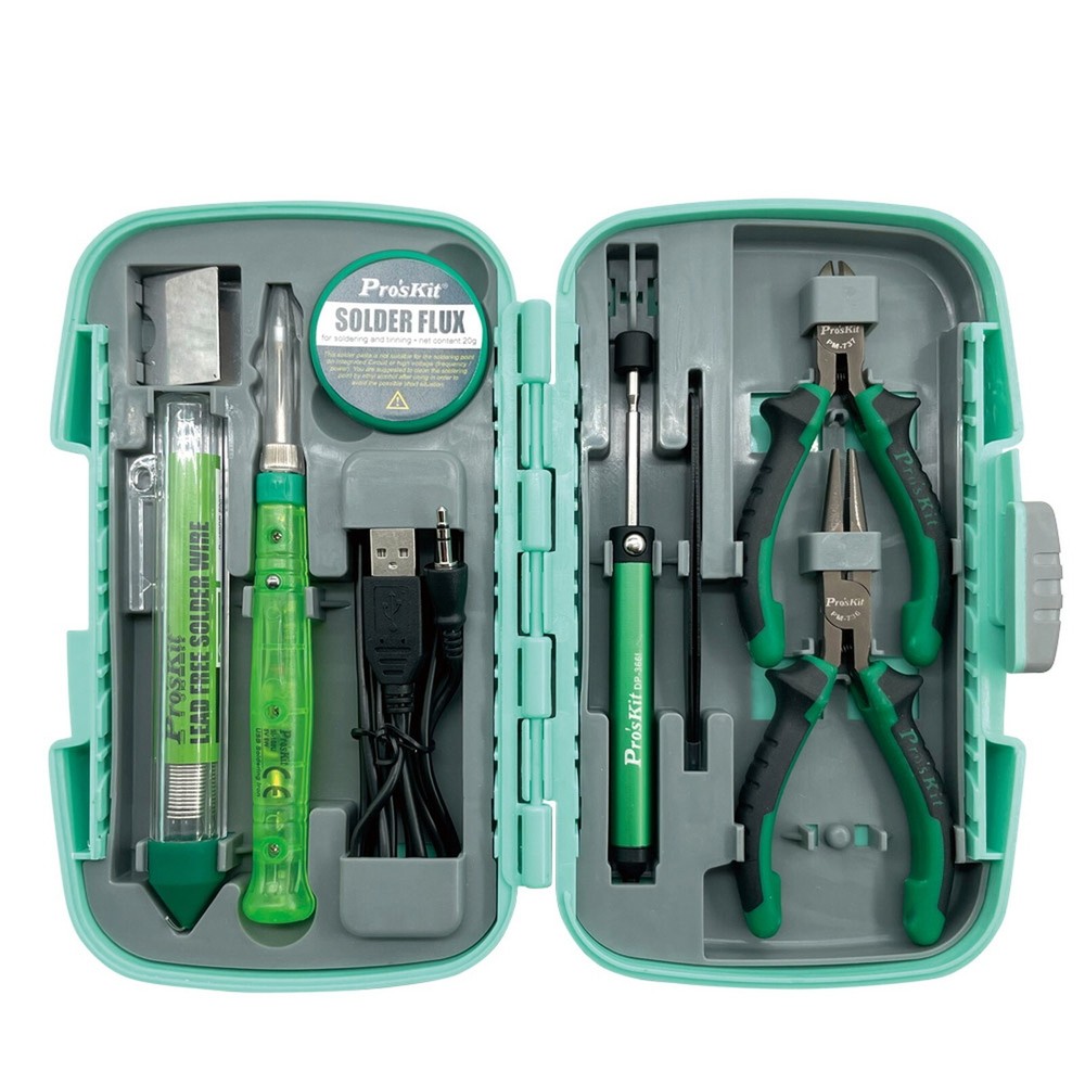 PROSKIT PK-324 Mini USB Soldering Iron Kit Compact Size All Essential Tools