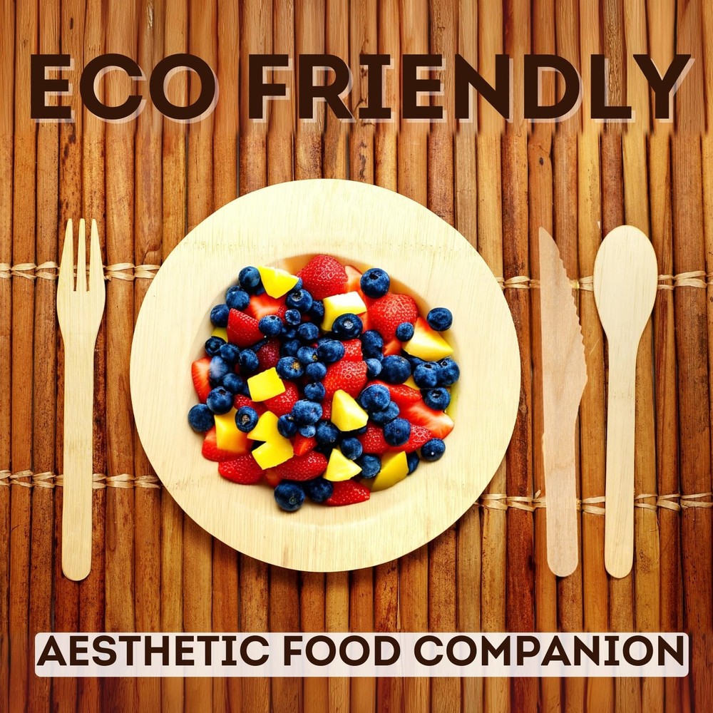 Wood Compostable Utensils Set or compostable silverware - 360 Pieces (120 For...