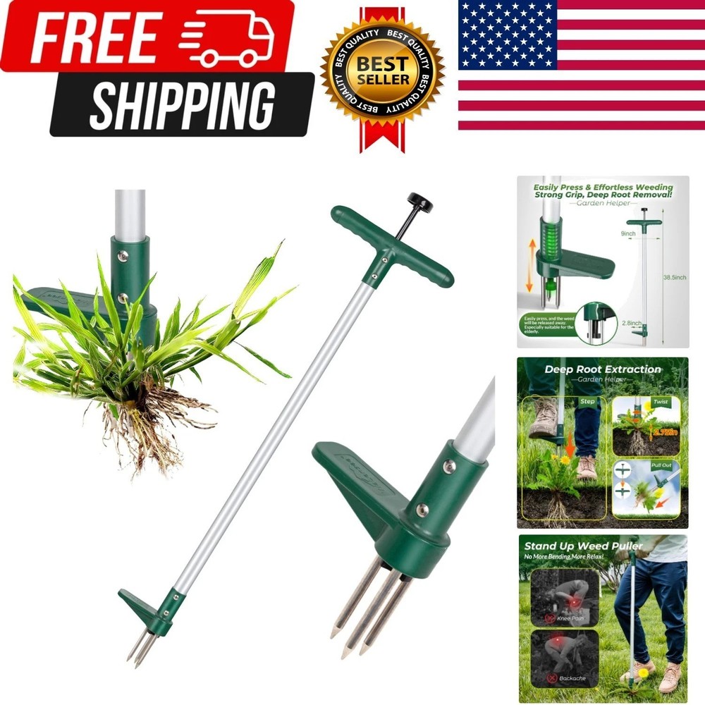 Weed Puller, Stand Up Weeder Hand Tool, Long Handle Garden Weeding Tool with ...