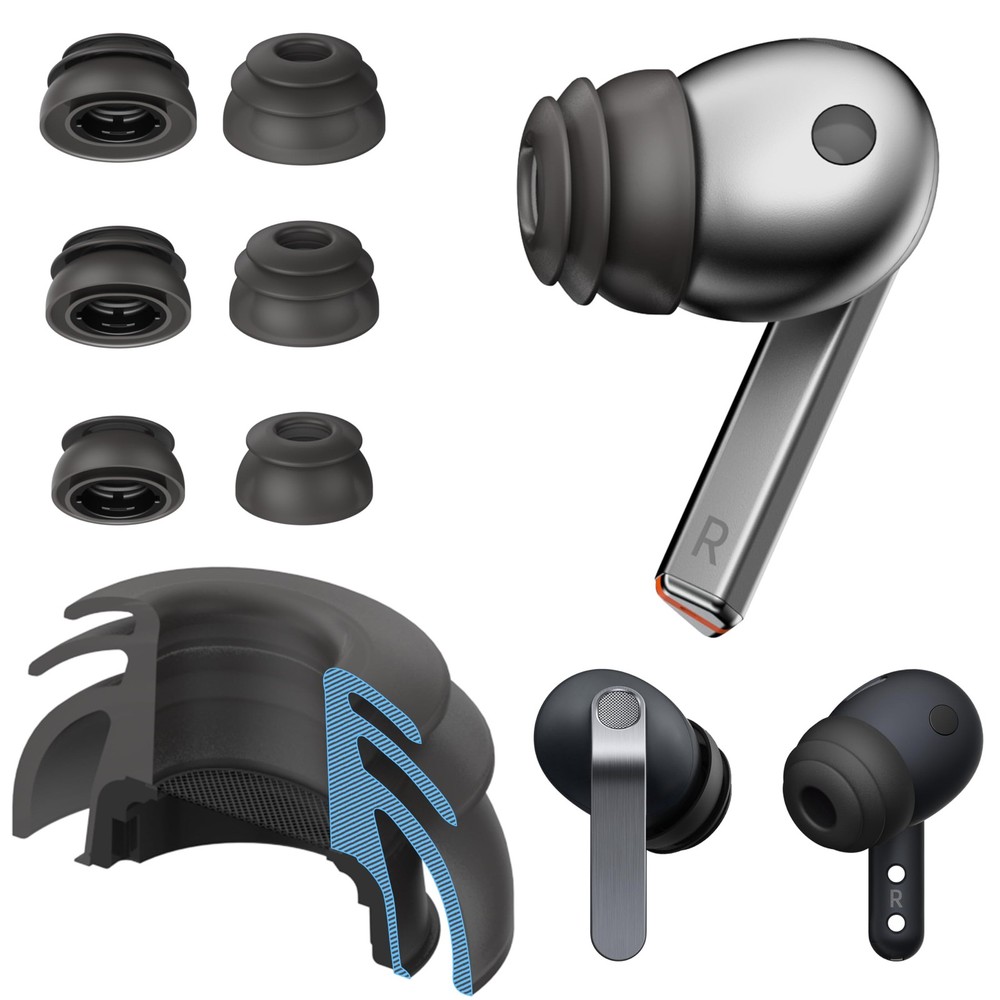 Premium Multi-Flange Eartips for Galaxy Buds3 Pro/Galaxy Mixed(SML), Black