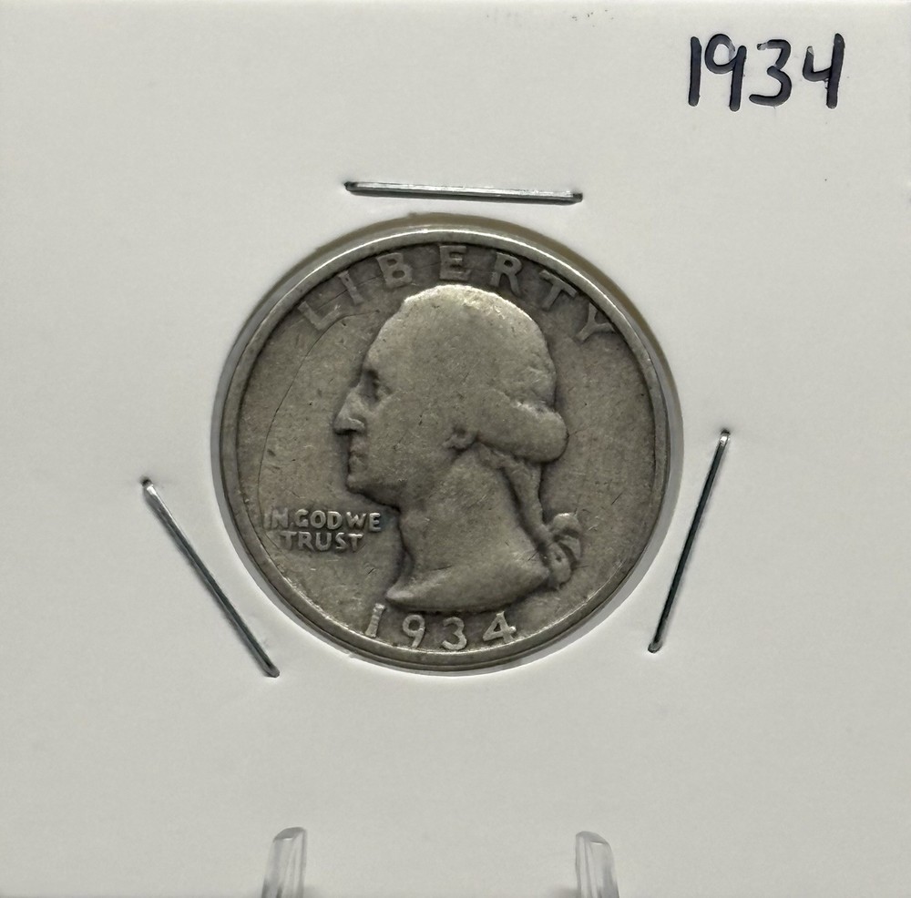 1934 Silver Washington Quarter, 90% Silver, Low Mint! 🔥