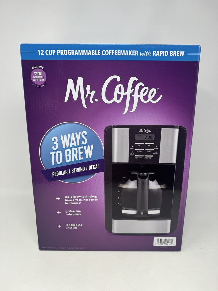 Mr. Coffee Programmable 3-Way Brewing System 12-Cup Drip Coffee Maker New Sealed