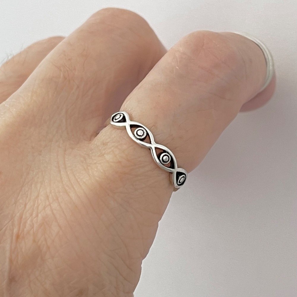 Sterling Silver Eternity All Seeing Eye Ring, Silver Rings, Religious Ring