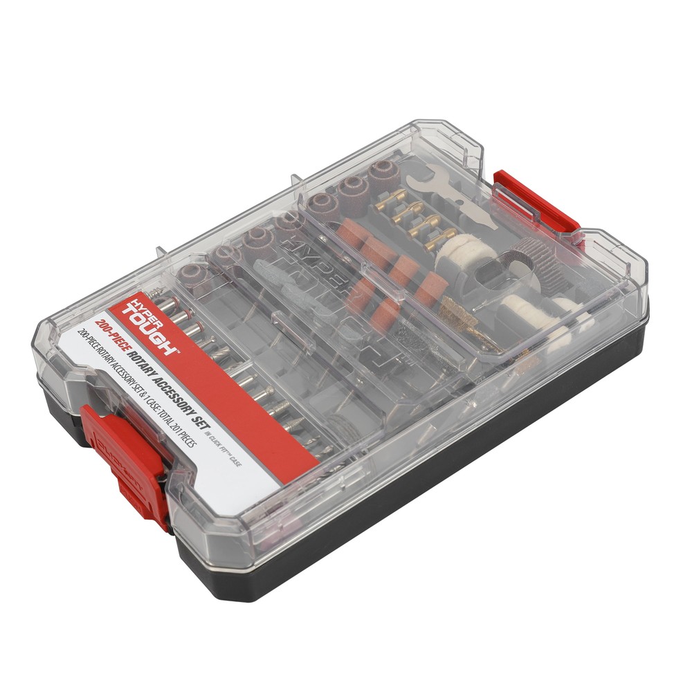 ROTARY TOOL ACCESSORY KIT 200-Piece Sanding Bands Felt Wheels Drill Bits w/Case