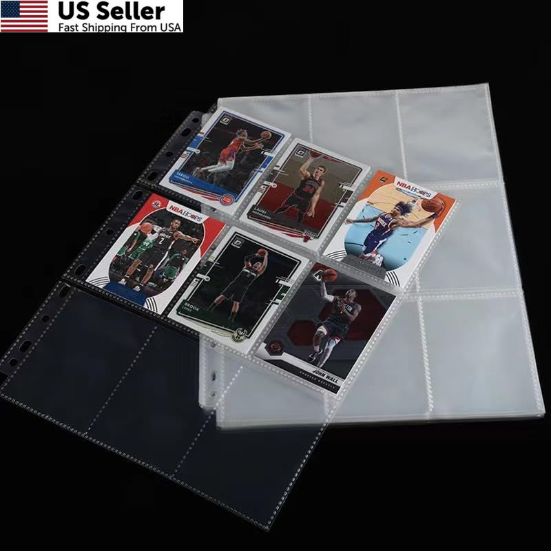 1800 Pockets Card Sleeves Binder Sheets, Double-Sided 100 PCS, Transparent