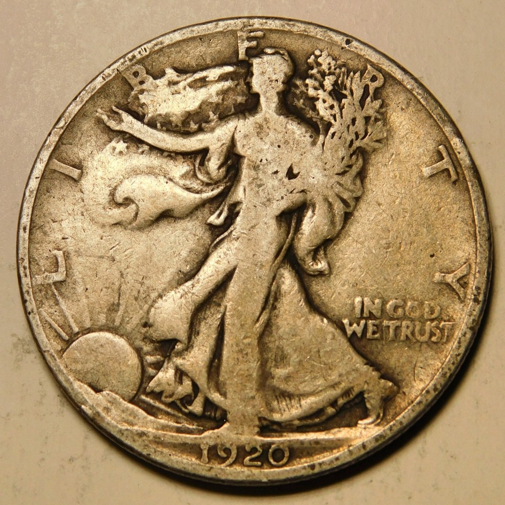1920 P Walking Liberty Half Dollar 90% Silver  "As Pictured-Not Cleaned"