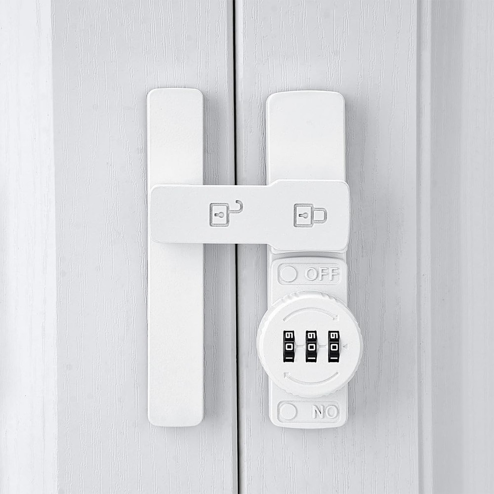 White 180 Degree Barn Door LockMechanical Password LockFlip Latch with Combin...
