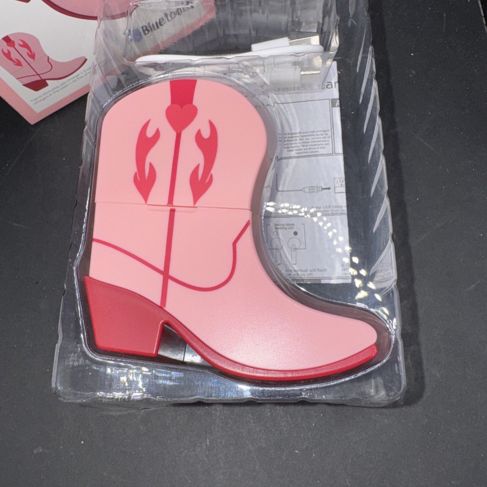 Vivitar True Wireless Bluetooth Earbuds Pink Cowboy Boot Charging Case