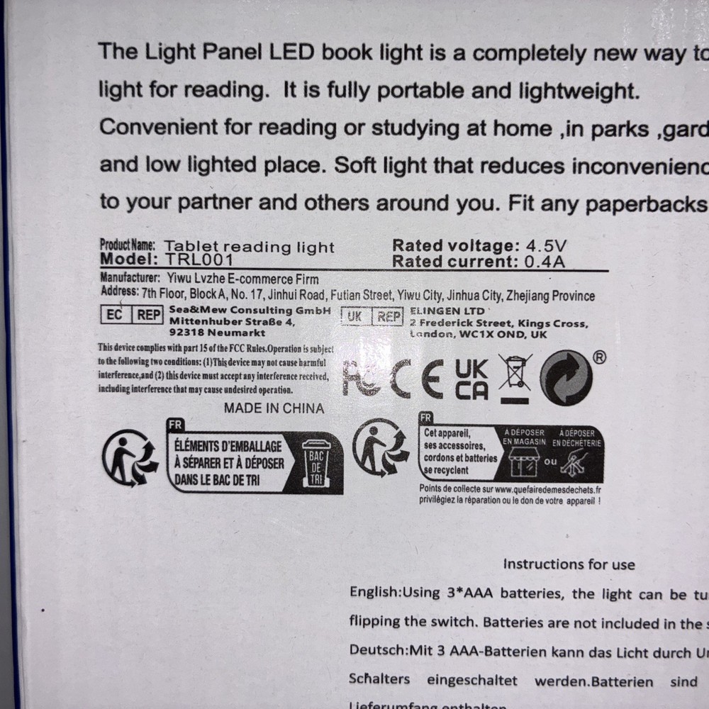New Light Panel Book Light, LED Page Light