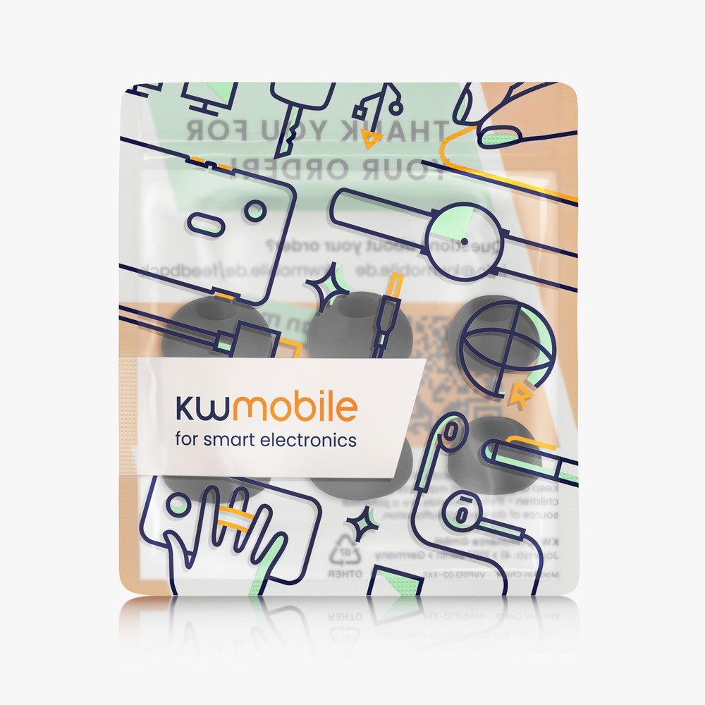 kwmobile 6X Replacement Ear Tips Compatible with Nothing (2) - Black