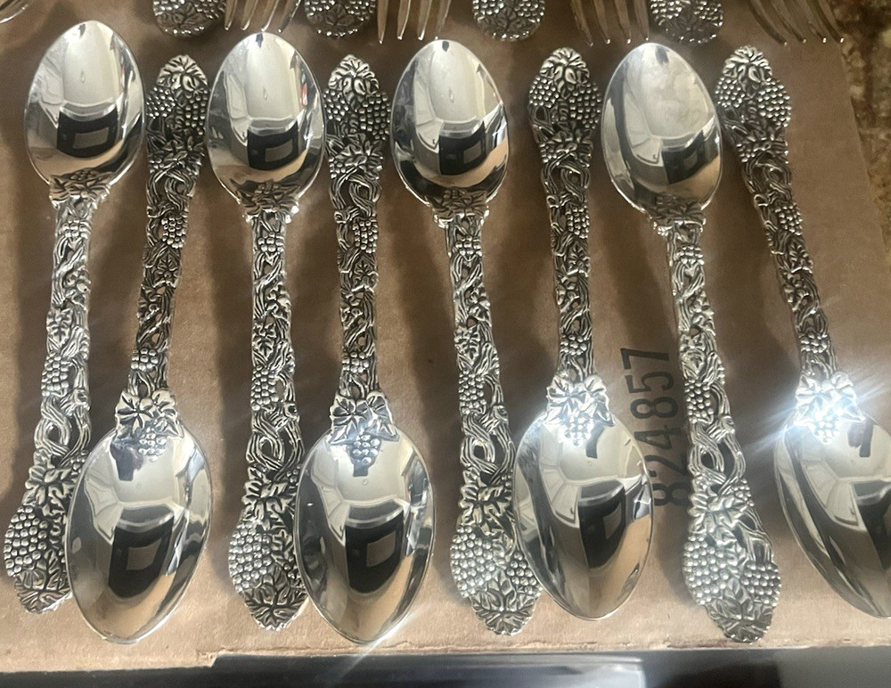 46 Pcs. Neiman Marcus Godinger Silver Plated Vineyard Pattern