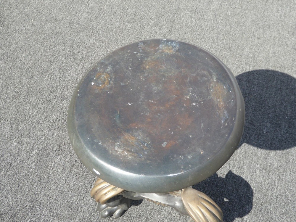Vintage Solid Bronze Oriental Asian Foo Dog Claw Feet Stool