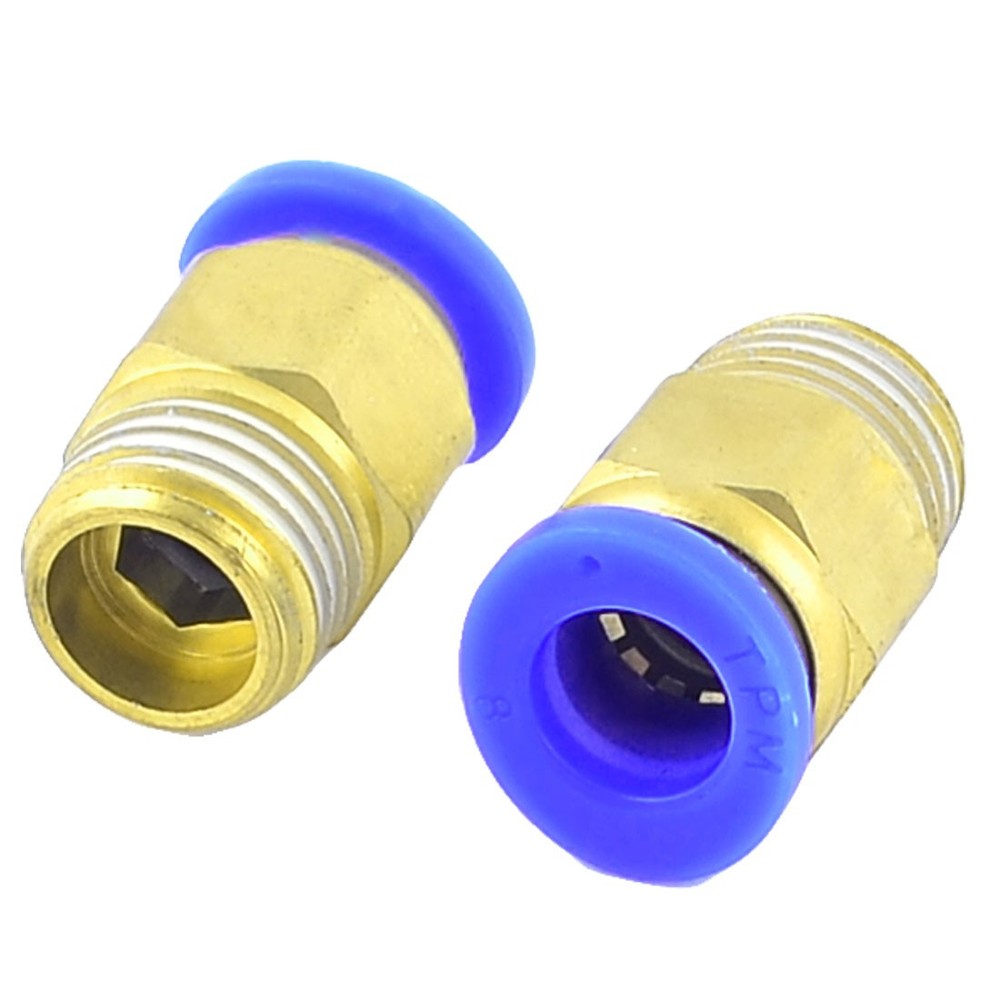 8mm x 1/4" PT Threaded Pneumatic Straight Quick Joint Connector Coupler 2 Pcs