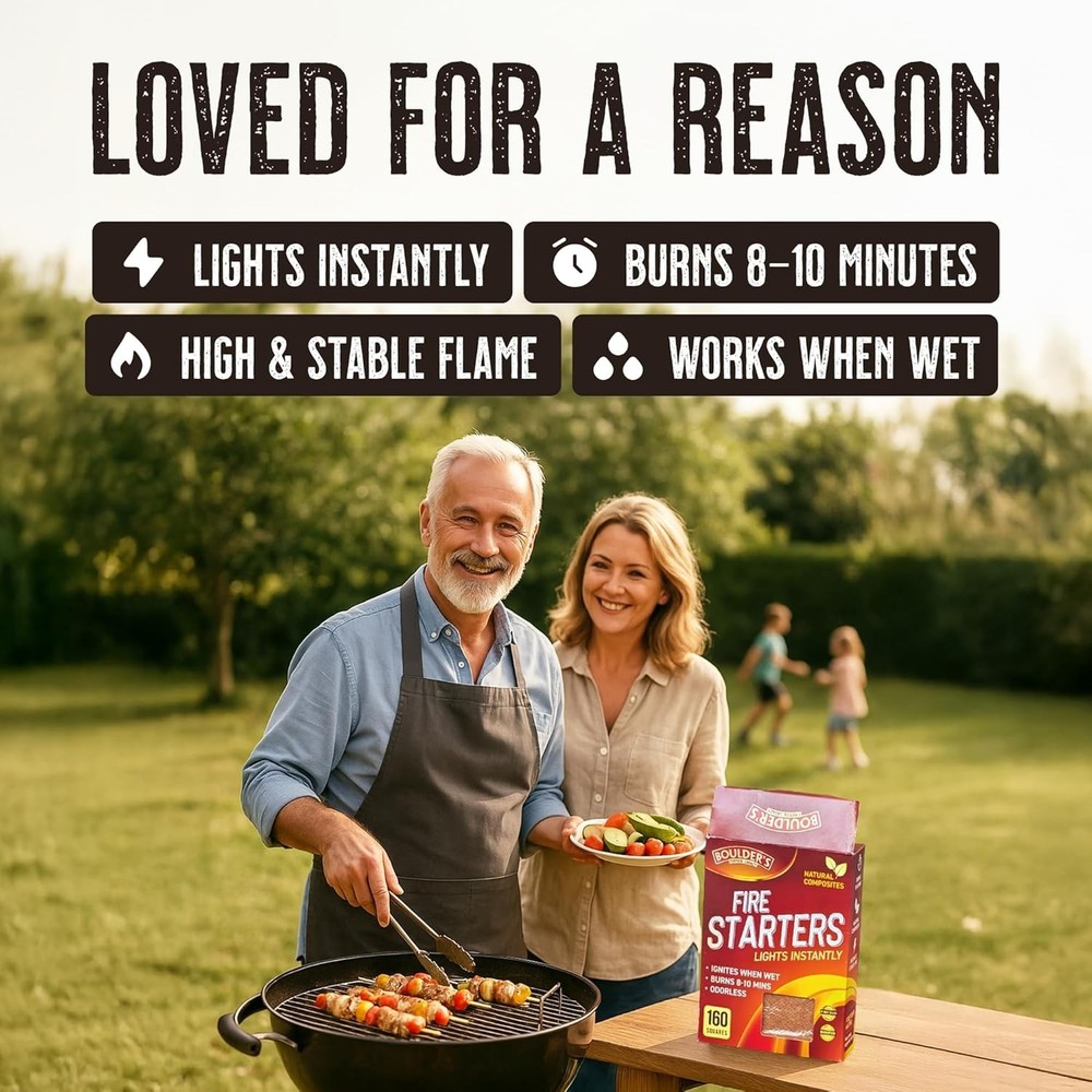 Fire Starter Cubes, 160 pcs - Bulk Pack - Firestarter Squares for Fireplace, ...