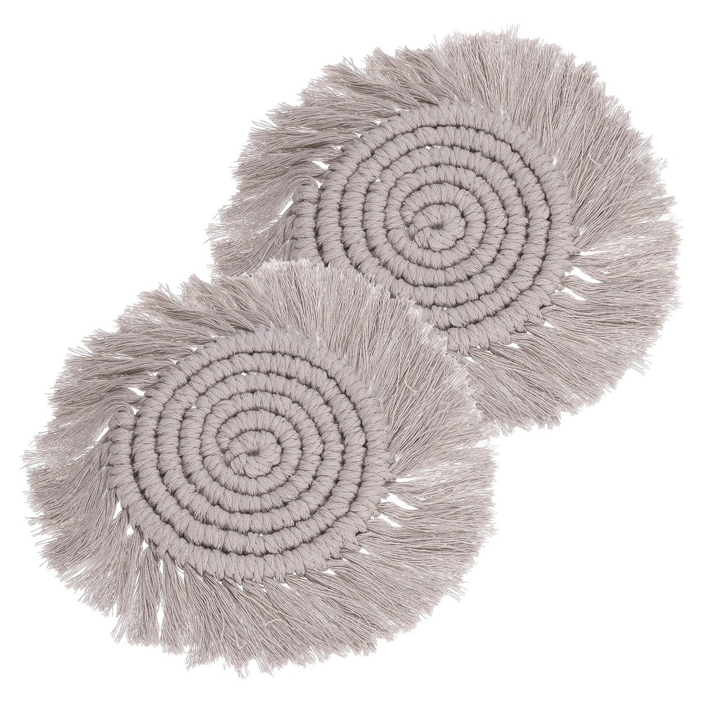 2 Pack Coasters for Drinks Absorbent with Tassels, Milk Coffee