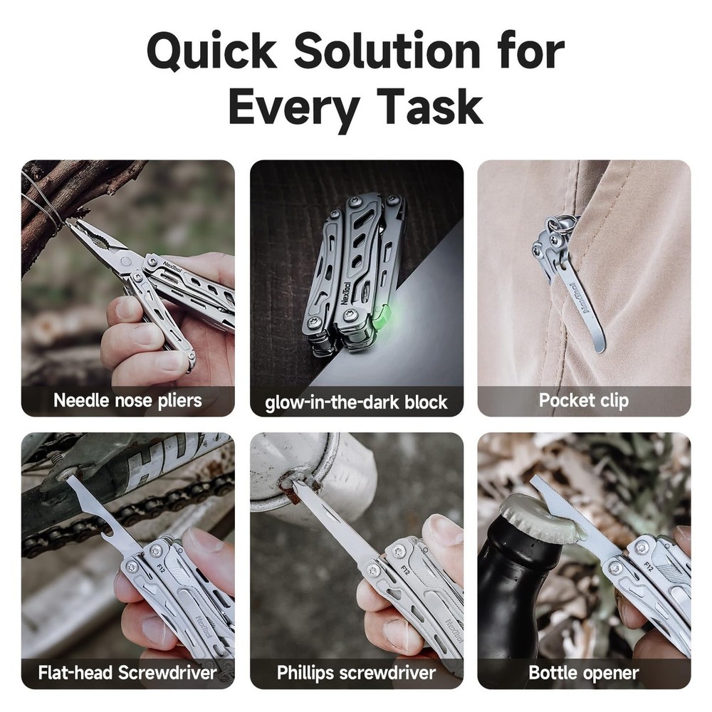 NexTool F12 Mini Multitool, 13-in-1 Keychain Multitool with Serrated Scissors...